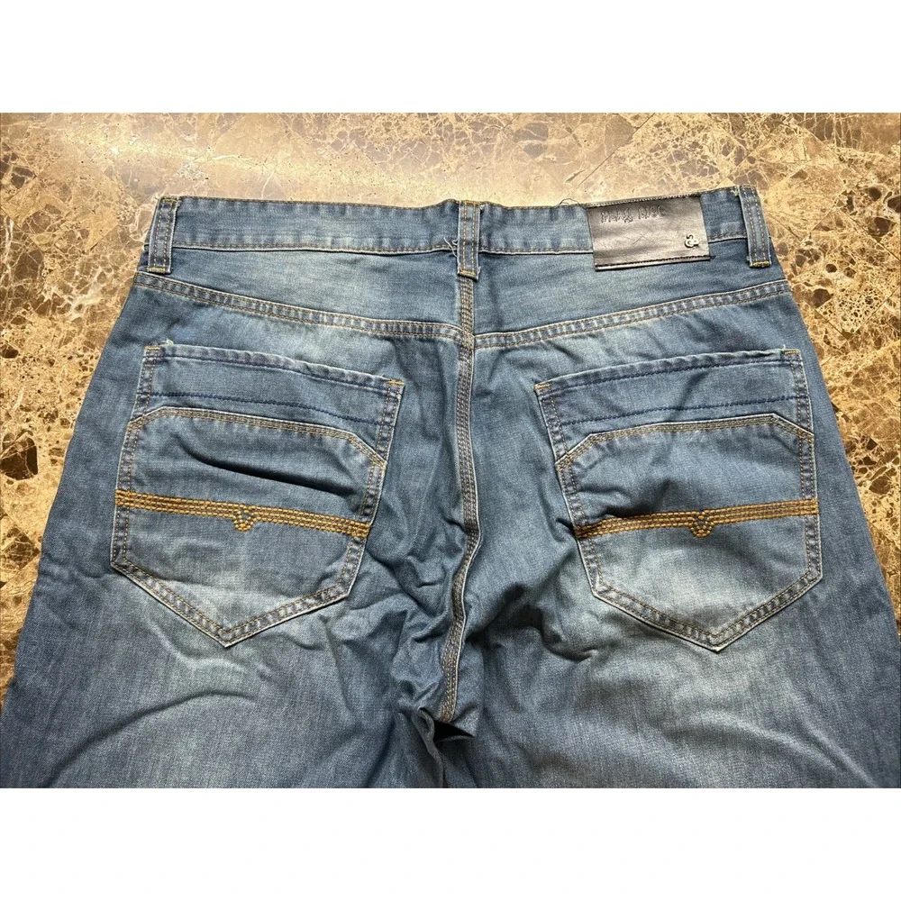 Play Bigg Mens Blue Straight Leg Denim Jeans 36x31 Regular Fit